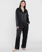 Sainted Sisters Silk Pajama Set Black / M